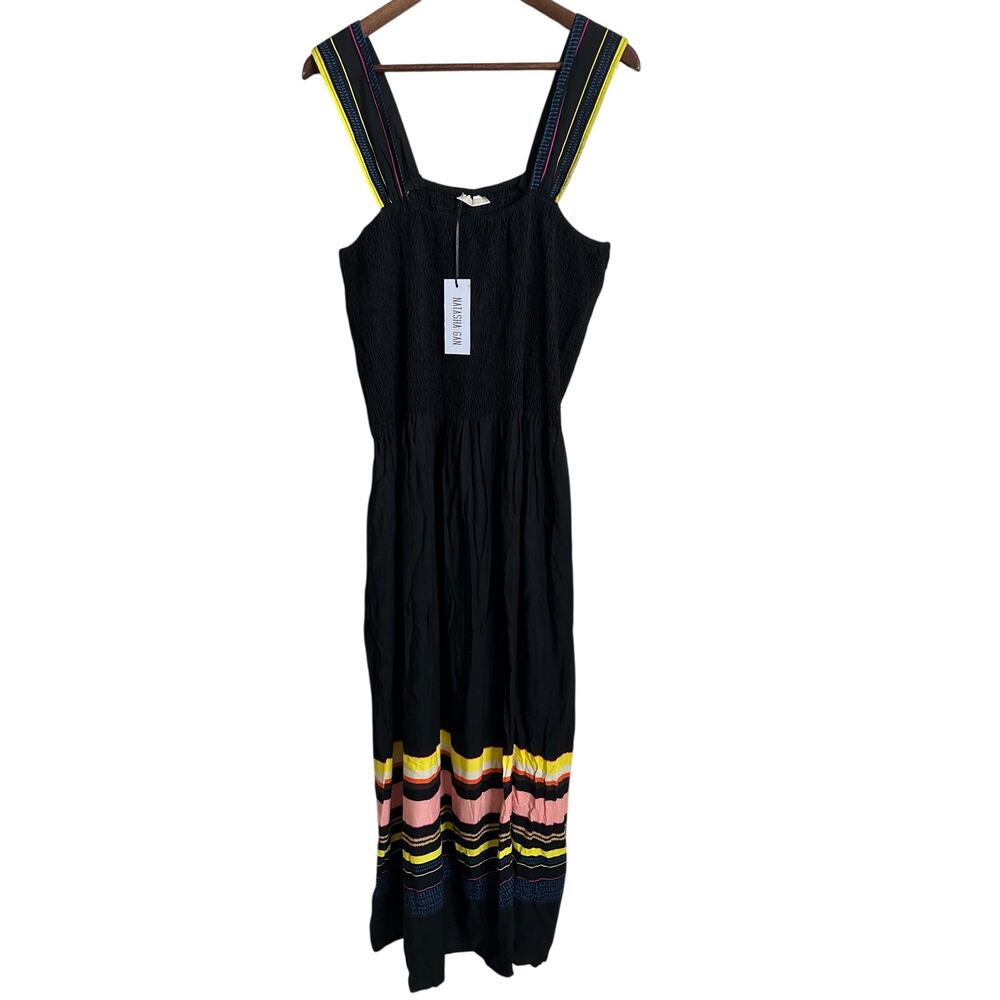 Natasha Gan Smocked Maxi Dress Bohemian Coastal Resort Womans 20 NWT